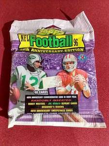lot 43 image: Unopened 1996 Topps Football Hobby Jumbo Pack - 40 Cards