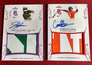 lot 53 image: (2) Numbered Baseball Autograph Patch Cards