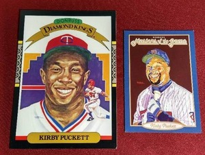 lot 54 image: (2) Oversize Donruss Kirby Puckett Cards