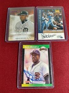 lot 64 image: (3) Autographed Baseball Cards