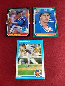 lot 73 image: (3) 1987 Greg Maddux Rookie Cards