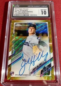 lot 87 image: 2021 Topps Chrome Jordan Holloway Autograph Refractor Rookie Card #50 - CGC 10