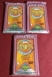 lot 95 image: (3) Unopened 1991-92 Upper Deck Basketball Packs