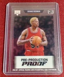 lot 105 image: Pro Set Pre-Production Proof Dennis Rodman Card