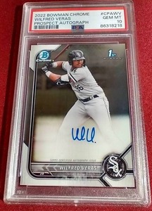 lot 112 image: 2022 Bowman Chrome Wilfred Veras 1st Bowman Autograph Card - PSA 10