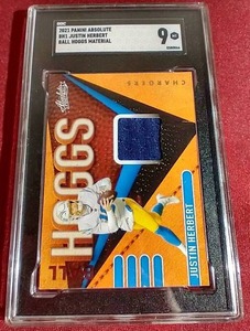 lot 115 image: 2021 Panini Absolute Justin Herbert Jersey Card - SGC 9