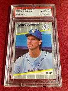 lot 122 image: 1989 Fleer Randy Johnson Rookie Card - PSA 8