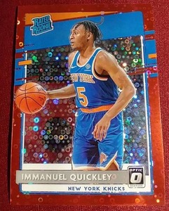 lot 123 image: 2020-21 Optic Immanuel Quickley Rated Rookie Fast Break Red - #d85