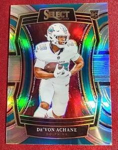 lot 129 image: 2023 Select DeVon Achane Prizm Rookie Card