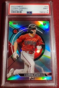 lot 134 image: 2023 Finest Corbin Carroll Refractor Rookie Card - PSA 9
