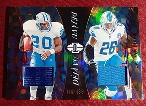 lot 148 image: 2024 Illusions Barry SandersJahmir Gibbs Dual Jersey Card - #d199