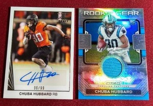lot 151 image: (2) Chuba Hubbard Rookie Cards - One Autograph #99 & One Jersey