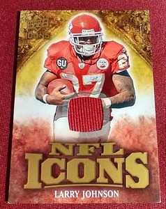 lot 191 image: 2009 Icons Larry Johnson Game-Used Jersey Card - #d199