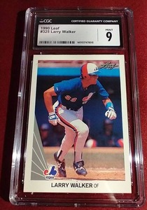 lot 194 image: 1990 Leaf Larry Walker Rookie Card - CGC 9