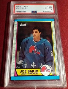 lot 197 image: 1989 Topps Joe Sakic Rookie Card - PSA 6