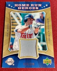 lot 203 image: 2004 Upper Deck Joe Mauer Game-Used Jersey Card - #d199