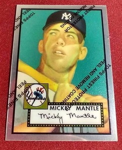 lot 210 image: 1996 Topps Finest Mickey Mantle 1952 Topps Reprint