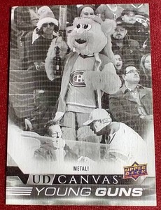 lot 212 image: 2022-23 Upper Deck Canvas Metal Black & White Young Guns Mascot Rookie