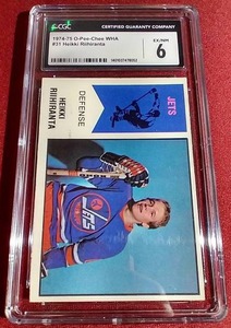 lot 217 image: 1974-75 O-Pee-Chee Heikki Riihiranta - CGC 6