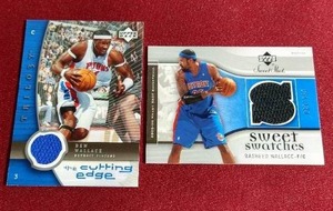 lot 230 image: (2) Basketball Game-Used Jersey Cards - Ben Wallace & Rasheed Wallace