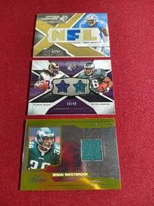 lot 231 image: (3) #d Football Game-Used Jersey Cards
