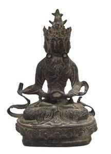 lot 76 image: Antique Cast Bronze or Metal Tara Buddha Sculpture