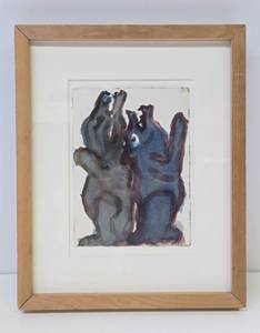 lot 87 image: Original Abstract Watercolor Painting by Alice Benjamin Boudreau - Howling at The Moon