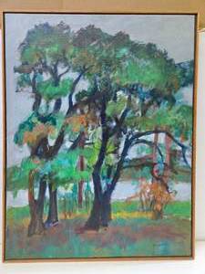 lot 89 image: Large Original Vintage OilAcrylic Painting on Canvas by Alice Benjamin Boudreau 