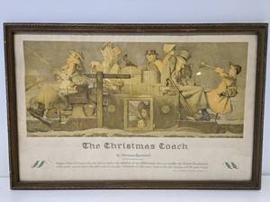 lot 90 image: Old Vintage Norman Rockwell Print - The Christmas Coach