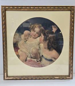 lot 92 image: Framed Antique Print - Calmady Children 