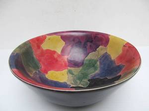 lot 280 image: Very Nice Vintage Colorful Handmade Genuine Soapstone Serving Bowl