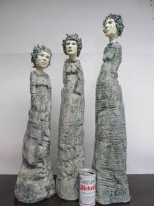 lot 9 image: Group of 3 Large Signed Figural Sculptures by Minnesota Artist Krissy Catt
