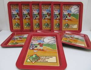 lot 11 image: 11 Vintage NOS CAMPBELLS Soup Metal Advertising Baseball Trays