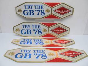 lot 19 image: Lot of 4 NOS Vintage GRAIN BELT Embossed Beer Advertising Signs - Try the GB 78