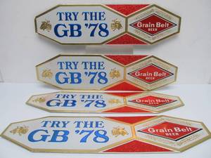 lot 20 image: Lot of 4 NOS Vintage GRAIN BELT Embossed Beer Advertising Signs - Try the GB 78