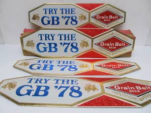 lot 22 image: Lot of 4 NOS Vintage GRAIN BELT Embossed Beer Advertising Signs - Try the GB 78