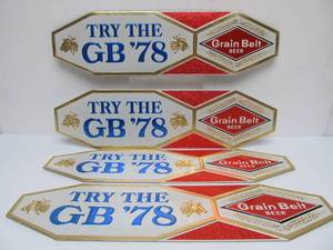 lot 27 image: Lot of 4 NOS Vintage GRAIN BELT Embossed Beer Advertising Signs - Try the GB 78