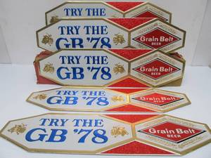 lot 28 image: Lot of 4 NOS Vintage GRAIN BELT Embossed Beer Advertising Signs - Try the GB 78