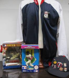 lot 46 image: Group of MN TWINS Items - Jacket - Action Figures Hats etc