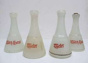 lot 48 image: Very Nice Group of Antique Early 1900s Barber Shop Glass Bottles - Witch Hazel & Water