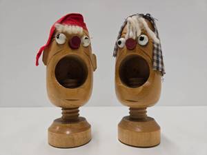 lot 136 image: Pair of Vintage Wooden Big Mouth Nutcrackers