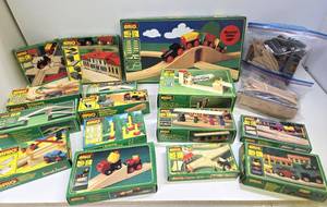 lot 146 image: LARGE Lot of Quality BRIO Wood Train & Accessory Lot - Most in Original Boxes