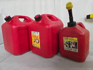 lot 297 image: 3 Large Newer Gas Cans