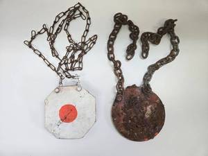 lot 309 image: 2 Old Vintage Heavy Steel Gong Shooting Targets
