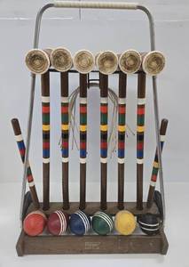 lot 310 image: Vintage FORSTER Croquet Set wRack