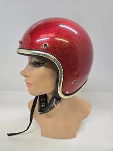 lot 225 image: Vintage Arthur Fulmer Red Sparkle Racing Helmet - Size M