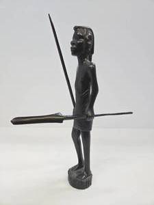 lot 228 image: Figural Wood Carving of African Warrior