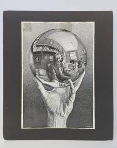 lot 242 image: Great Looking Vintage MC ESCHER Print - Hand with Reflecting Sphere