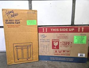 lot 256 image: Brand New Sealed Granite Top Kitchen Cuisine Cart Table by Home Styles