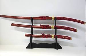 lot 342 image: Brand New Set of 3 Samurai Style Swords wStand - 34 to 43